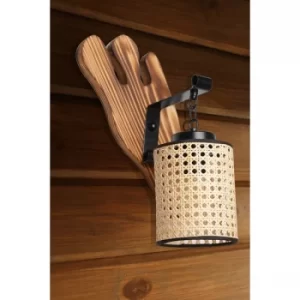 Image of Aydan yan?k rattan abajurlu aplik Light Brown Wall Lamp