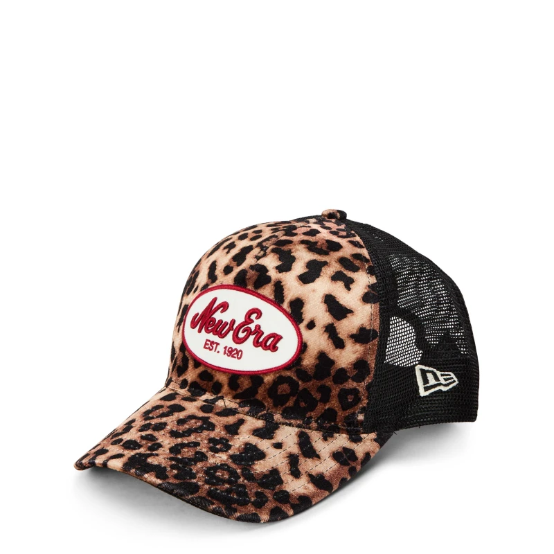 Image of New Era Womens Trucker Cap NE Leopard/Blk female Ladies
