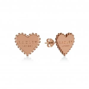 Image of Radley 18ct Rose Gold Plated Sterling Silver Heart Earrings