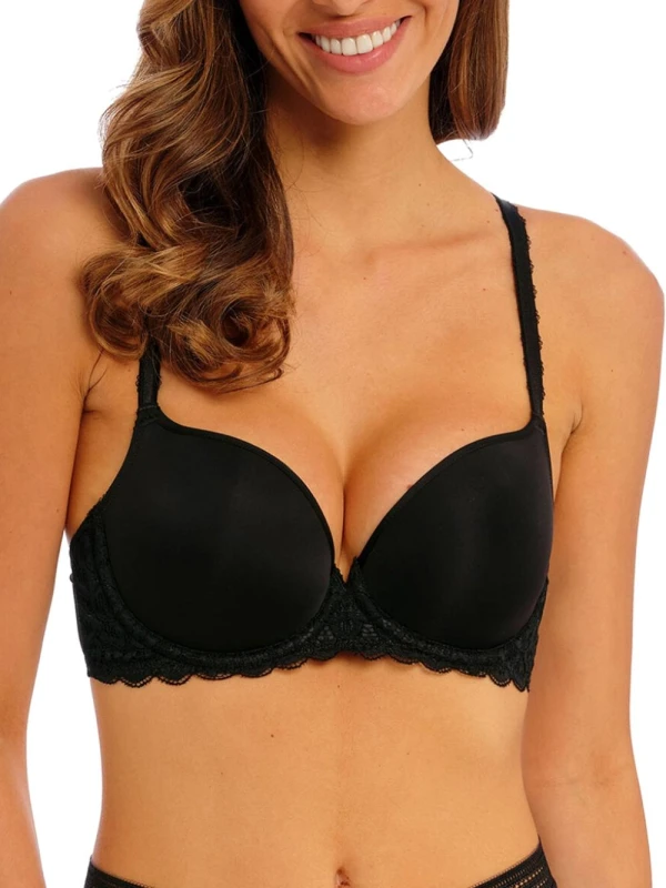 Image of Wacoal Womens Raffine Underwired Contour Bra in Black Size: 30D Black Female 30D