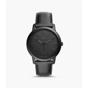 Image of Fossil Mens The Minimalist Two-Hand Leather Watch - Black