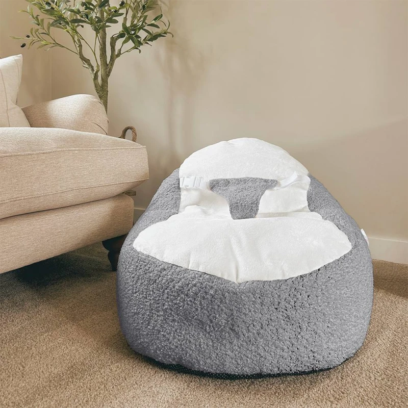 Image of rucomfy Beanbags rucomfy Snug Gaga Baby Bean Bag - Soft & Supportive Newborn Seat in Grey Grey Unisex