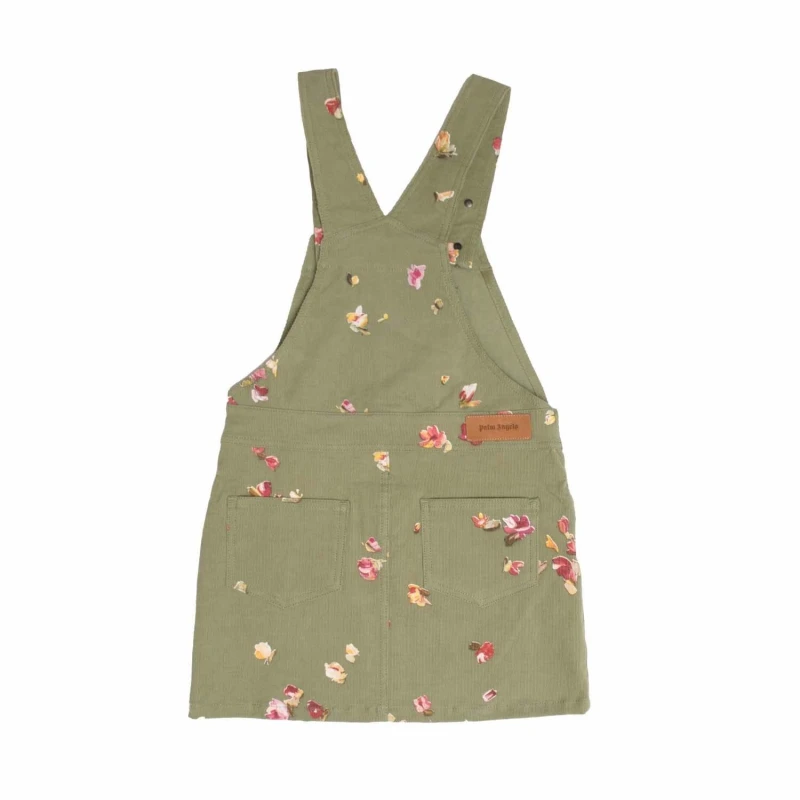 Image of Palm Angels Allover Print Flower Salopette Dress - Green Green 8