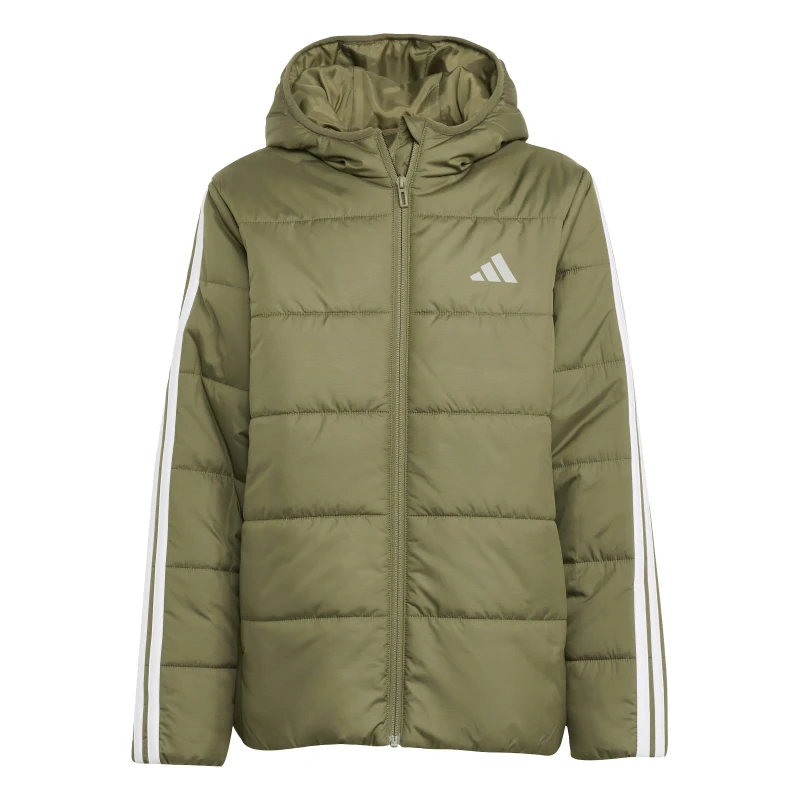 Image of adidas Unisex Kids Essentials 3S Hooded Long Sleeve Puffer Jacket Khaki unisex 7-8 Years