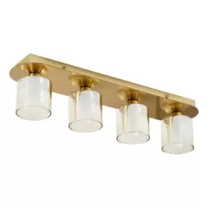 Image of Spa Patras 4 Light Light Bar Ceiling Spotlight Champagne Glass and Satin Brass