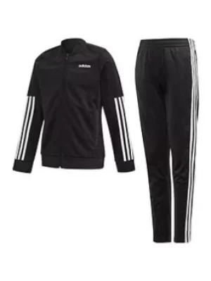 Image of adidas Girls Linear Tracksuit, Black/White, Size 7-8 Years, Women