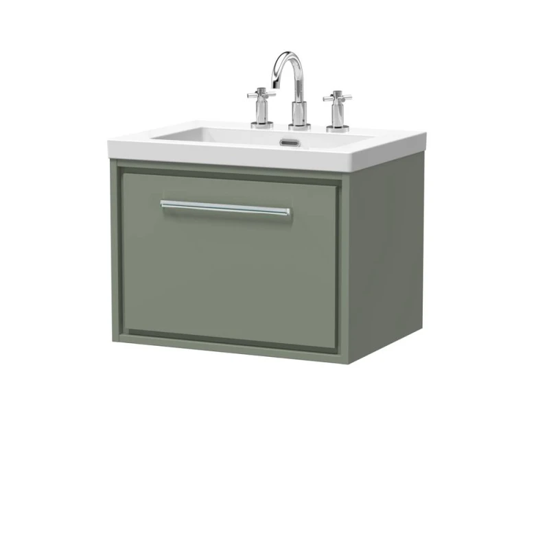 Image of Balterley Bathroom 1 Soft Close Drawer Wall Hung Fireclay Basin, Green, 600mm in Green Green Unisex