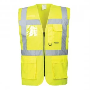 Image of Portwest Berlin Zip Front Class 2 Hi Vis Waistcoat Yellow S
