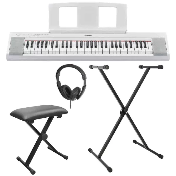 Image of Yamaha Np15 Portable Keyboard Bundle - White