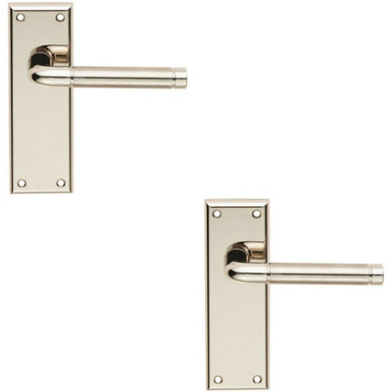 Image of Loops 2x PAIR Round Bar Handle on Latch Backplate 150 x 50mm Polished & Satin Nickel Metallics
