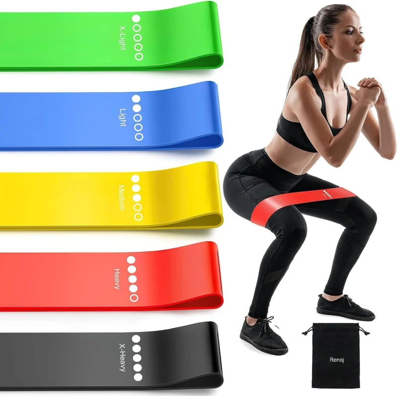 Image of AIDAPT 5 Piece Resistance Bands Exercise Sports Loop Fitness Home Gym Yoga Latex Set ELV-009185
