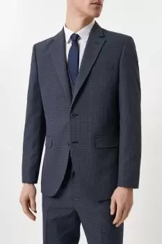 Image of Tailored Fit Navy Overcheck Suit Jacket