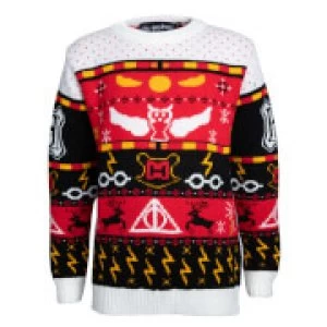 Image of Harry Potter Kids Christmas Knitted Jumper - Red - M