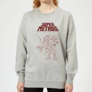 Image of Nintendo Super Metroid Ridley And Samus Womens Sweatshirt - Grey - M