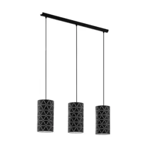 Image of Pendant Ceiling Light 3 Bulb Black & White Shade Cut Out Pattern Bulb E27 3x40W