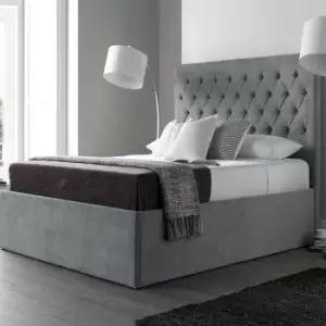 Image of Maxi Steel Grey Upholstered Ottoman Storage Super King Size Bed Frame - Grey