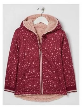 Image of Fatface Girls Reversible Star Print Zip Through - Berry
