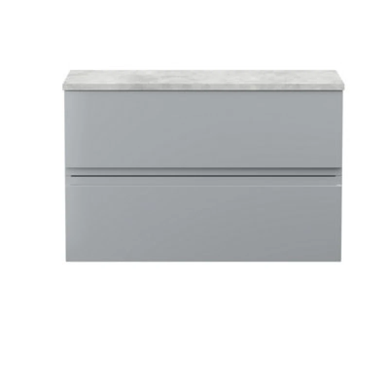 Image of Nuie Hudson Reed Urban Wall Hung Countertop Basin Unit, 2 Soft Close Drawers Vanity Unit And Bellato Grey Worktop In Satin Grey, 800mm