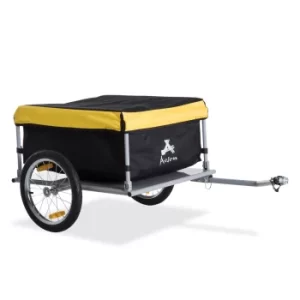 Image of HOMCOM Steel Frame Bike Cargo Trailer Storage Cart and Luggage Trailer with Hitch Yellow