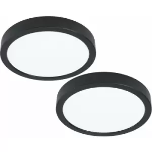 Image of Loops - 2 pack Wall / Ceiling Light Black 210mm Round Surface Mounted 16.5W LED 3000K