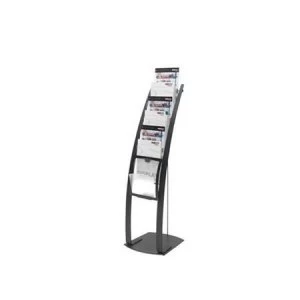 Image of Floor Standing Literature Display Foolscap Black with 6 Pockets