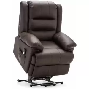 Image of Loxley Dual Rise Brown Leather Recliner Chair