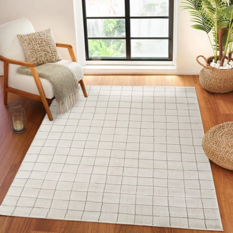 Image of Livabliss Our Pnw Home-Cascade Ivory Brown Modern High Pile Living Dining Rug Size: 200cm x 275cm Ivory Unisex 200cm x 275 cm