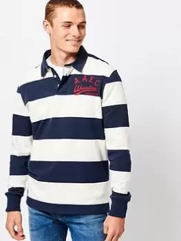 Image of Superdry Rugby Shirt, Navy Stripe Size M Men