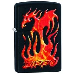 Image of Zippo Flaming Dragon Black Matte Finish Windproof Lighter