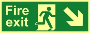Image of Fire Exit (Man Arrow Down/Right) / Sign /ALum.Brd