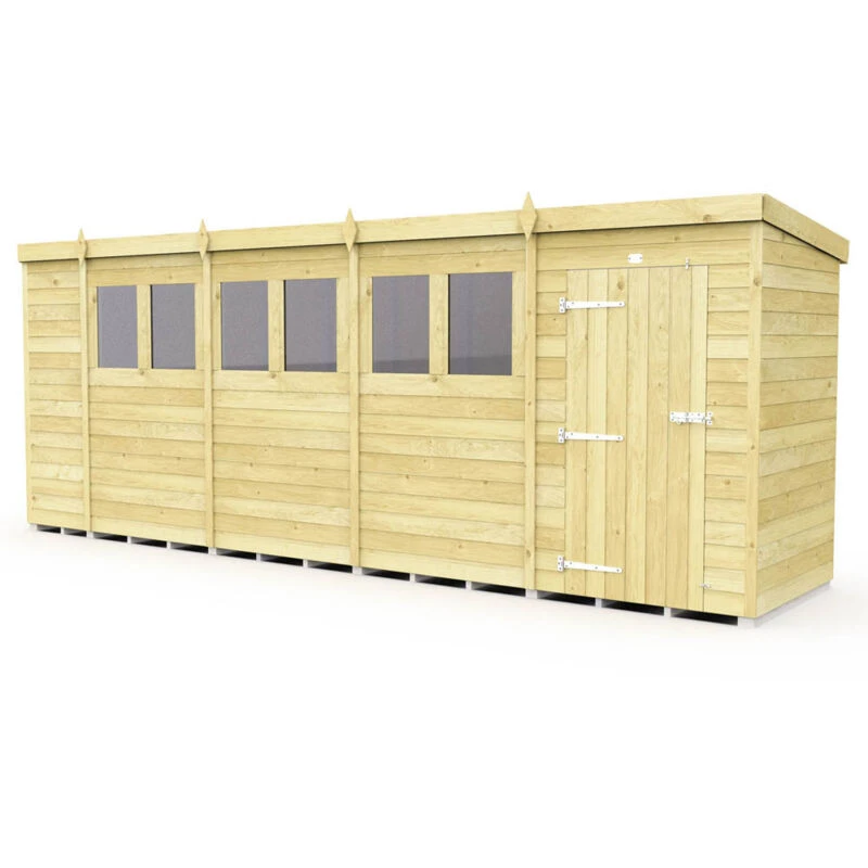 Image of Flat Pack Sheds DIY Sheds 18 x 4 Pent Shed, Brown 18X4PFF