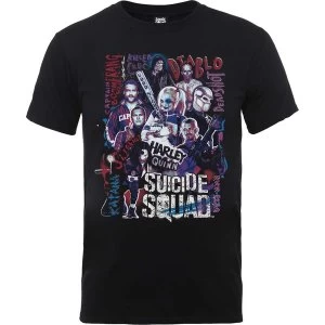 Image of DC Comics - Suicide Squad Harley's Character Collage Unisex Medium T-Shirt - Black