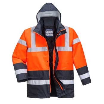 Image of Oxford Weave 300D Class 3 Hi Vis Contrast Traffic Jacket Red / Navy S