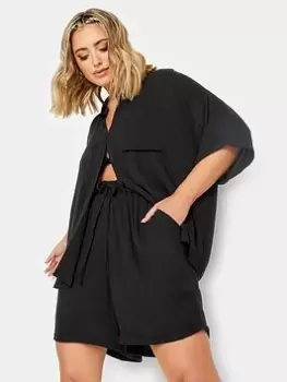 Image of Yours Crinkle Shorts Co-ord Black, Size 30-32, Women