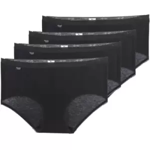 Image of Sloggi BASIC+ X 4 womens Knickers/panties in Black - Sizes UK 10,UK 12,UK 14,UK 16,UK 18,UK 20