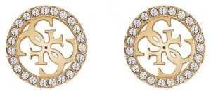 Image of Guess Tropical Sun Gold Clear Crystal Earrings Jewellery