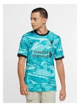 Image of Nike Liverpool Fc 20/21 Away Short Sleeved Shirt - Green/Black