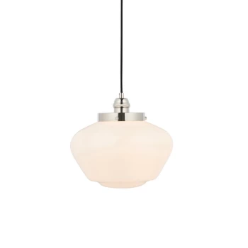 Image of Finale Pendant Ceiling Light Bright Nickel Plate & Opal Glass