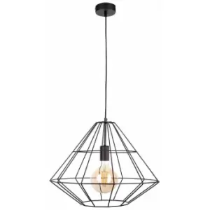 Image of Keter Lighting - Keter Kira Wire Frame Pendant Ceiling Light Black, 52cm, 1x E27