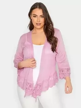 Image of Yours Lace Waterfull Shrug Pink, Size 14-16, Women