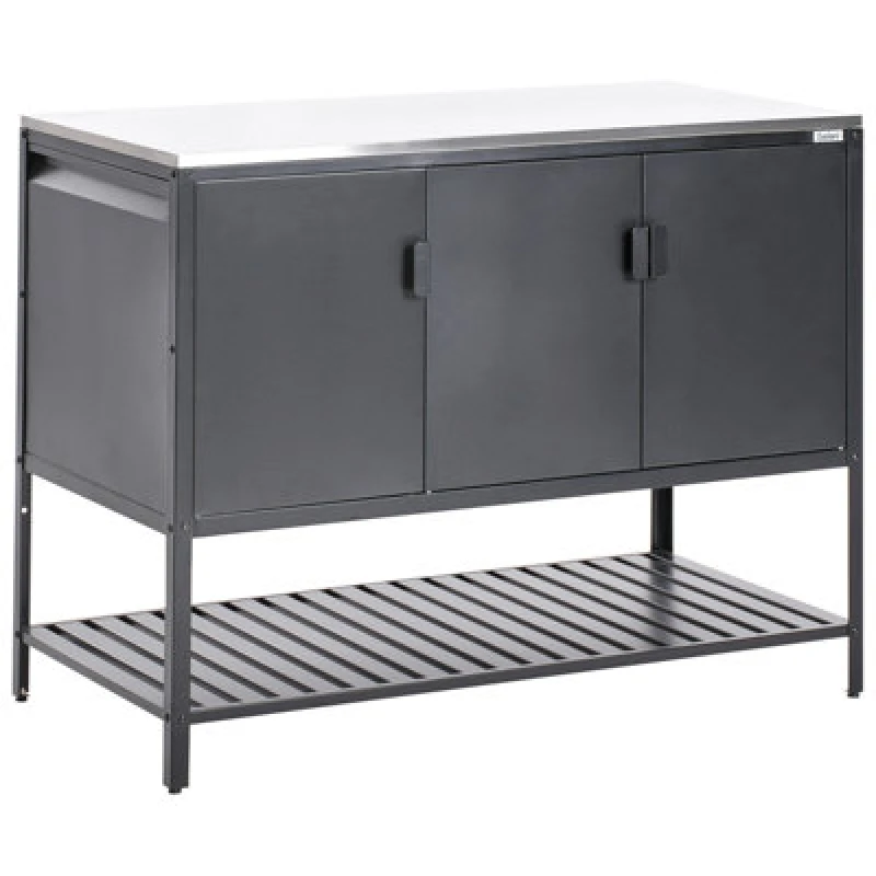 Image of Beliani Outdoor Kitchen Cabinet Maenza Metal Black