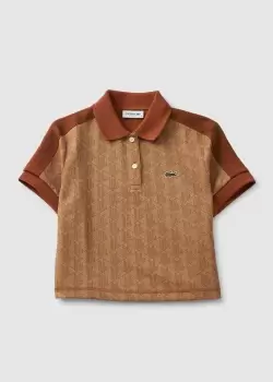 Image of Lacoste Womens Polo T-Shirt In All Over Logo In Viennese Liquor
