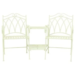 Image of Charles Bentley Wrought Iron Companion Seat - Pastel Green