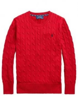 Image of Ralph Lauren Boys Classic Cable Knit Jumper - Red