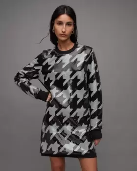 Image of AllSaints Juela Toni Sequin Check Mini Dress