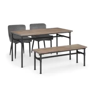 Image of Julian Bowen Set of Carnegie Table Bench and 2 Luxe Grey Chairs