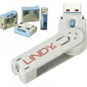 Image of USB port blocker Blue LINDY USB-Lock + Key