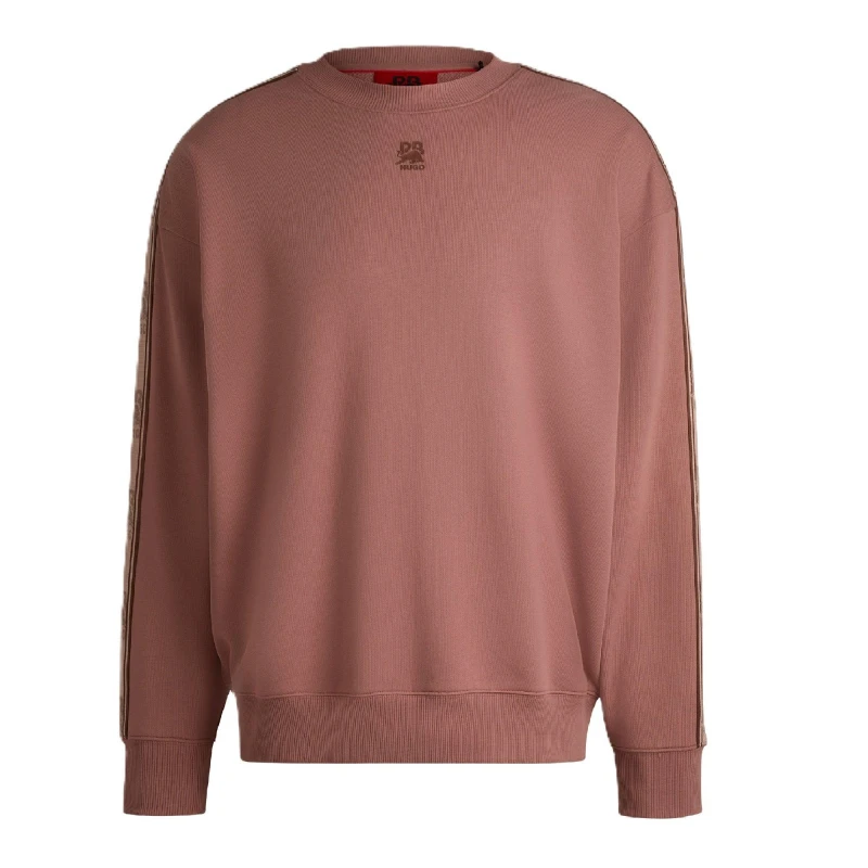Image of Hugo Logo Tape Cotton Sweatshirt Pink male S