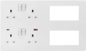 Image of KnightsBridge Screwless Combination Plate with Dual USB FASTCHARGE A+C - Matt White