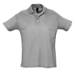 Image of SOLS Mens Summer II Pique Short Sleeve Polo Shirt (L) (Grey Marl)